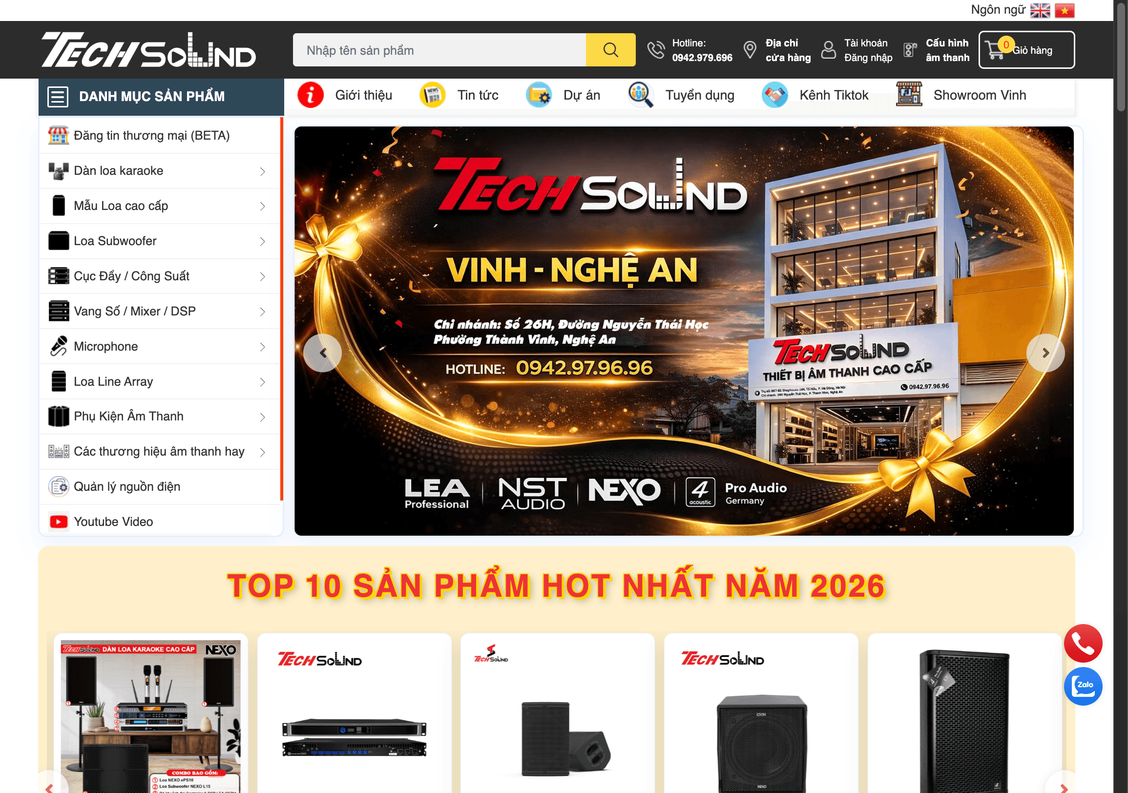 TechSound.vn - Website Giới Thiệu, Bán Hàng Thiết Bị Âm Thanh & Triển Khai Dự Án